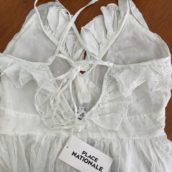 Place Nationale La Vernette Strappy White Bridal Sun Mini Dress NWT - Picture 10 of 16
